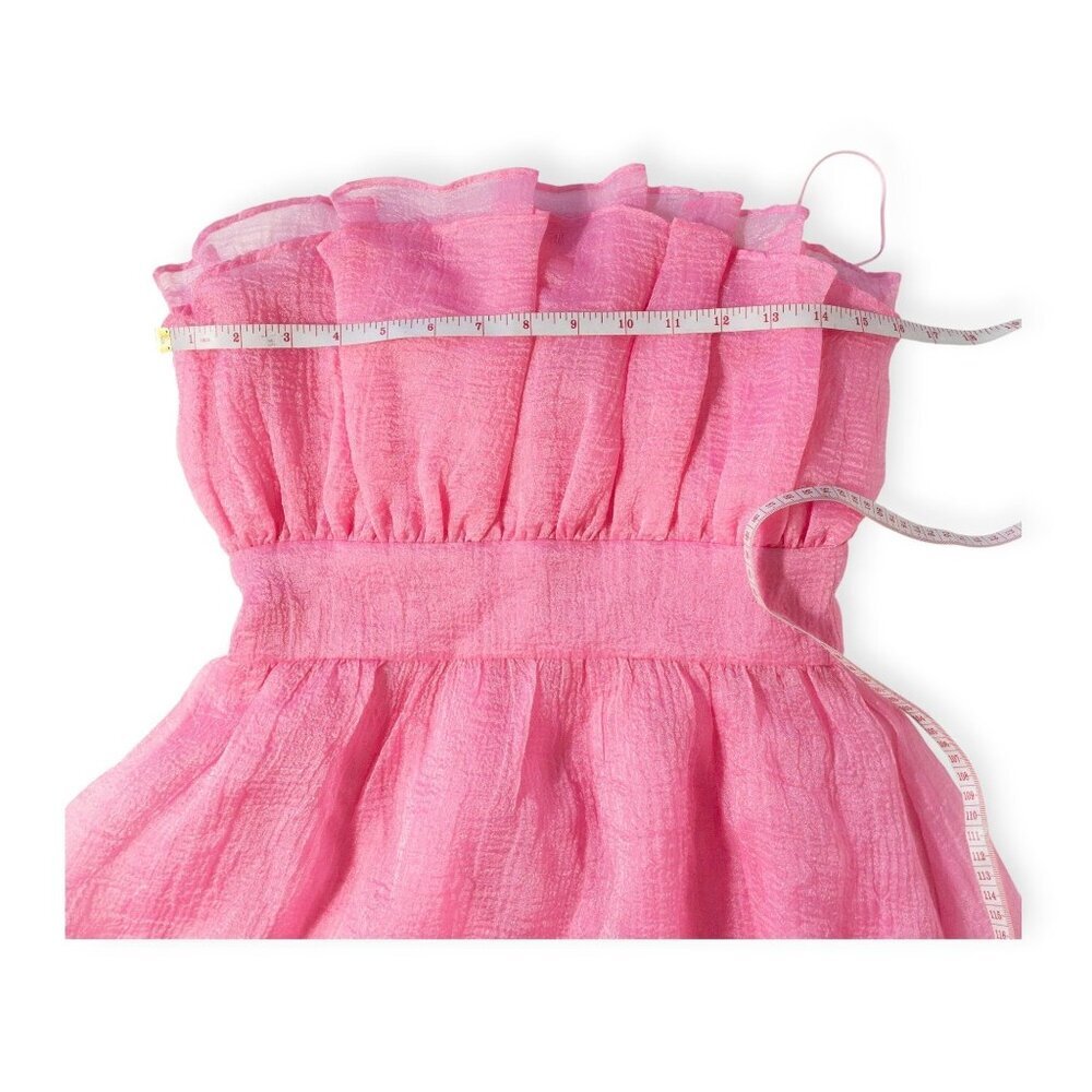 Day & Moon Pink Ruffled Strapless Dress SZ S Barbie Coquette - Picture 8 of 9